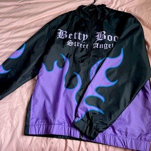 Black , purple & blue windbreaker , Betty boop , size xl.